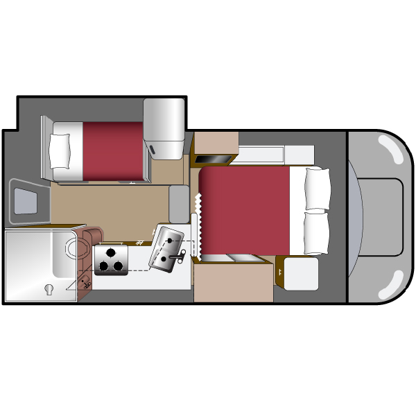 Truck Camper Slide Dinette, , floor-plans-night image number 0